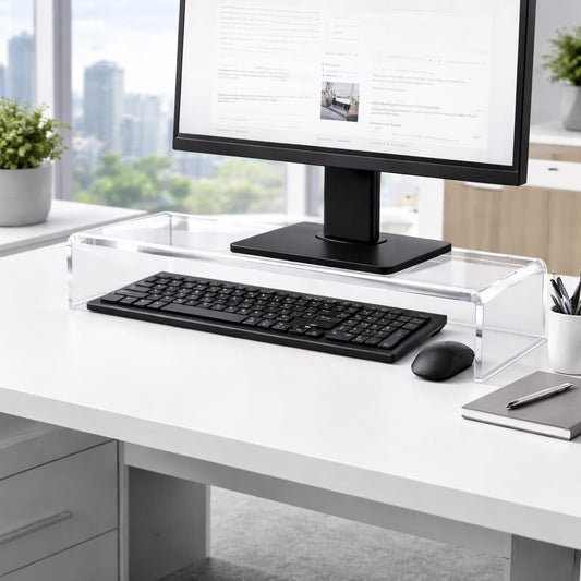 20 inch, Japard Acrylic Monitor Stand, Premium Large Monitor Riser Crystal Clear Acrylic Computer Stand Laptop Desk