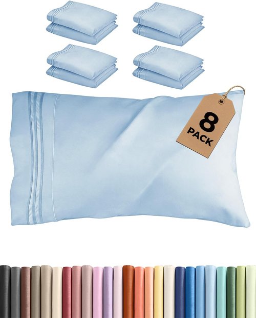 King Pillow Cases by Ultra Soft | Hotel Quality, Wrinkle-Free & Fade Resistant - 8 Piece Set in Light Blue