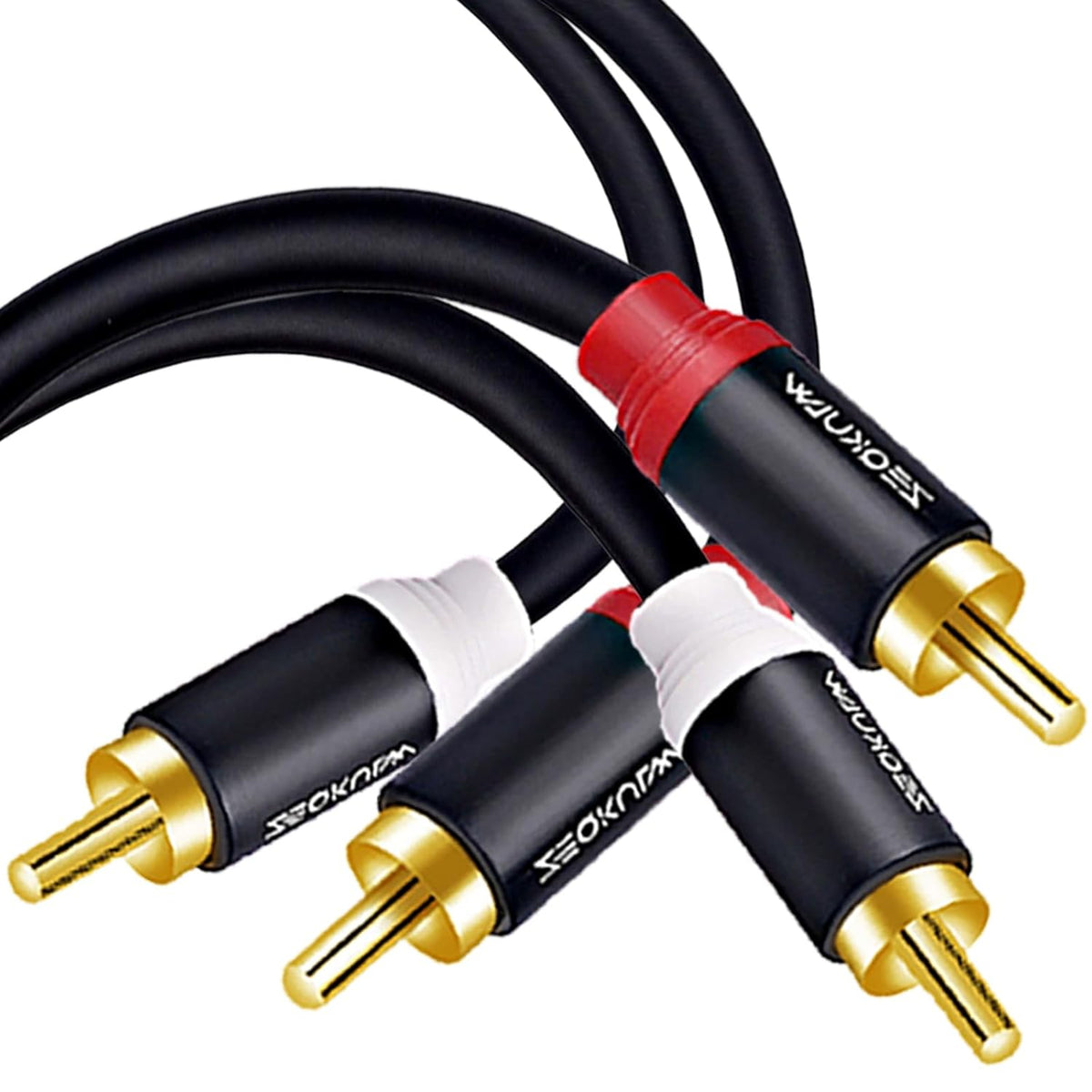 ZEQKULW 2RCA 25 2 (1,Black, 25FT) Audio Subwoofer Cable ft Male to Male Stereo Dual RCA Cables Shielded Gold-Plated RCA