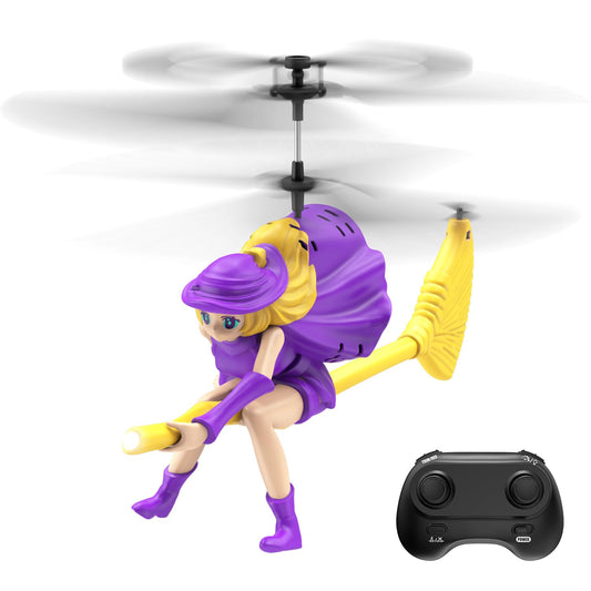 LMRC RC Helicopter, LM16-A Flying Witch Drone Toys for Girls with LED Lights, Indoor/Outdoor Remote Control Helicopter Christmas Birthday Gifts for Kids Boys Girls Age 6-8 9 10 11 12+(Purple)