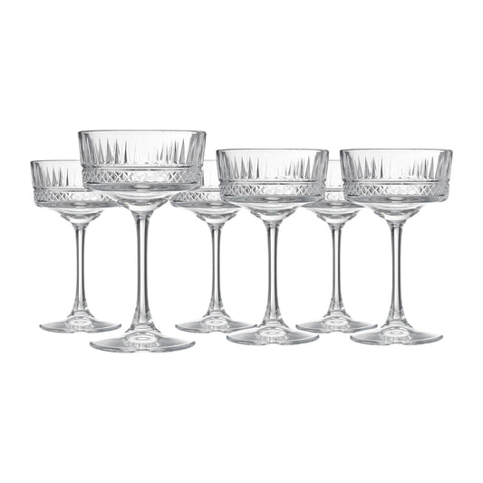 Pasabahce Vintage Coupe Glasses Set Of 6 - Exclusive Champagne, Cocktail, Martini, Wine Glasses - Long Stem Glassware - 8.8 oz - Perfect for Parties, Gifts, Housewarming, Weddings,Aniversary
