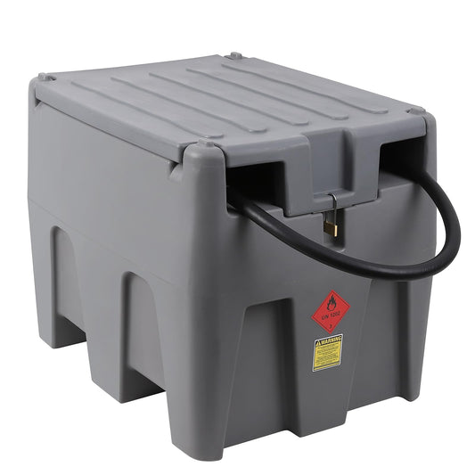 48 Gallon Portable Diesel Fuel Tank with 12V Transfer Pump, 10 GPM Flow, 13.1ft Hose & Auto Shut-Off Nozzle, Heavy-Duty Diesel Transfer Tank for Truck, Generator, Farm & Construction Use - Gray