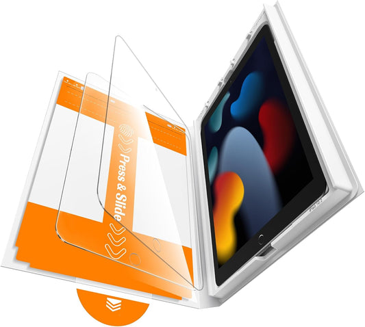 2 Pack 10.2-inch(9th/8th/7th 9H+ Box[12FT iGluz for iPad Gen.) Tempered Glass Screen Protector with Easy-Install
