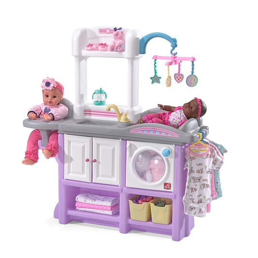 Step2 Love & Care Deluxe Baby Doll Nursery Playset for Kids, Combined Kitchen and Changing Station, Includes Toy Accessories, Easy to Assemble, Toddlers Ages 2 - 6 Years Old, Lavender