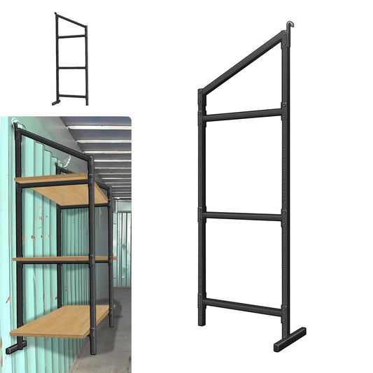 2-Pack Adjustable Shipping Container Shelf Brackets - Heavy Duty 3-Tier Kit to Build 57" H x 20" W Shelving, DIY Storage Solution for Cargo Containers & Trailers