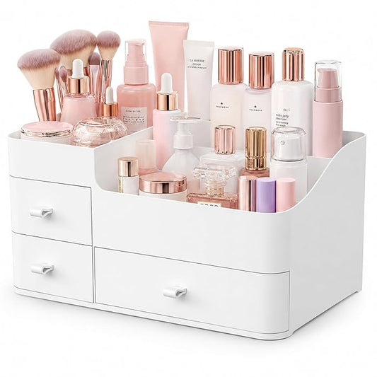 Makeup Organizer Tween Girls Gifts,Large Capacity Bathroom Organizer and Storage with Drawers Trendy Stuff ,Vanity,Bathroom Countertop,Bedroom Storage for Skincare,Cosmetics,Perfume,Brushes,Eyeshadow
