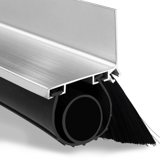 16.5FT Universal Garage Door Seals Kits，Weatherproofing Garage Door Brush Seal, U + O Heavy Duty Garage Door Seal Bottom,Aluminum Track Retainer Base and Brush Kit, Suitable for Steel、Wooden Doors