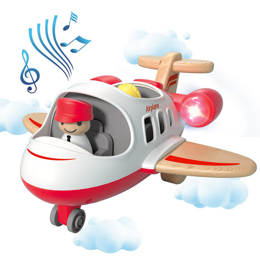 Wanborns Airplane Toys for Toddlers 1-3, Toys Planes Toys with Sound and Light, Mini Airliner Toys for Introducing Aeronautical Knowledge, Car Toys for 18 Months, 2 3 4 5 Years Old Kids Boys Gift