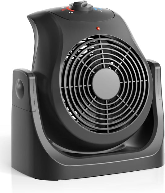 Skiennix Portable Electric Space Heater & Desk Fan - 2-in-1 Combo with 45° Tilt, 2 Speeds, 1500W Overheat Protection for Home Office