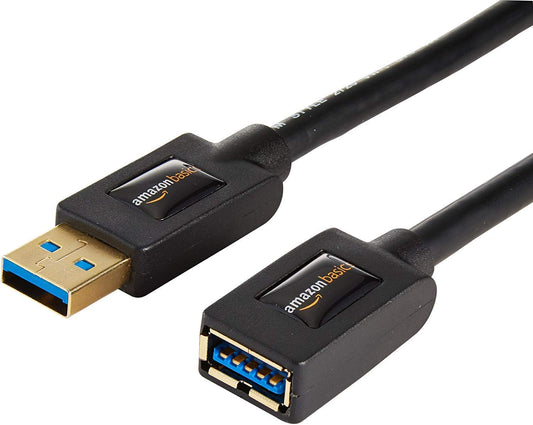 2-Pack 3.0 4.8Gbps 6 Amazon Basics USB Extension Cable, A-Male to A-Female, High-Speed, Gold-Plated Connectors, Foot