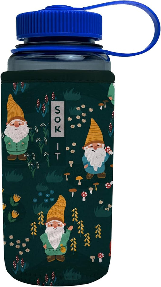 Sok It BotlSok Water Bottle Sleeve Insulated Neoprene Cover (Rollin' with my Gnomies, Fits 16oz CamelBak or Nalgene)