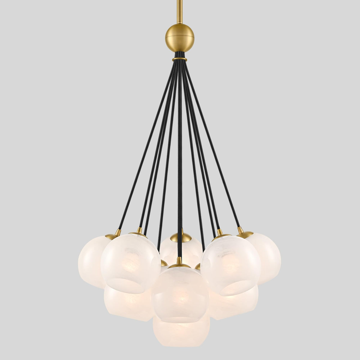 Caiselee 11-Light Brushed Gold Bubble Chandeliers, Mid Century Modern Chandelier with Cloud Texture Globe, Milk Glass Pendant Light Fixture for Dining Room Foyer Entryway Living Room, ETL Certified
