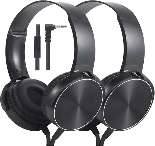 2 Pack K-12, (HY450, Wired Classroom Headphones with Microphone for Kids All Ages Durable Students Computer Headphones