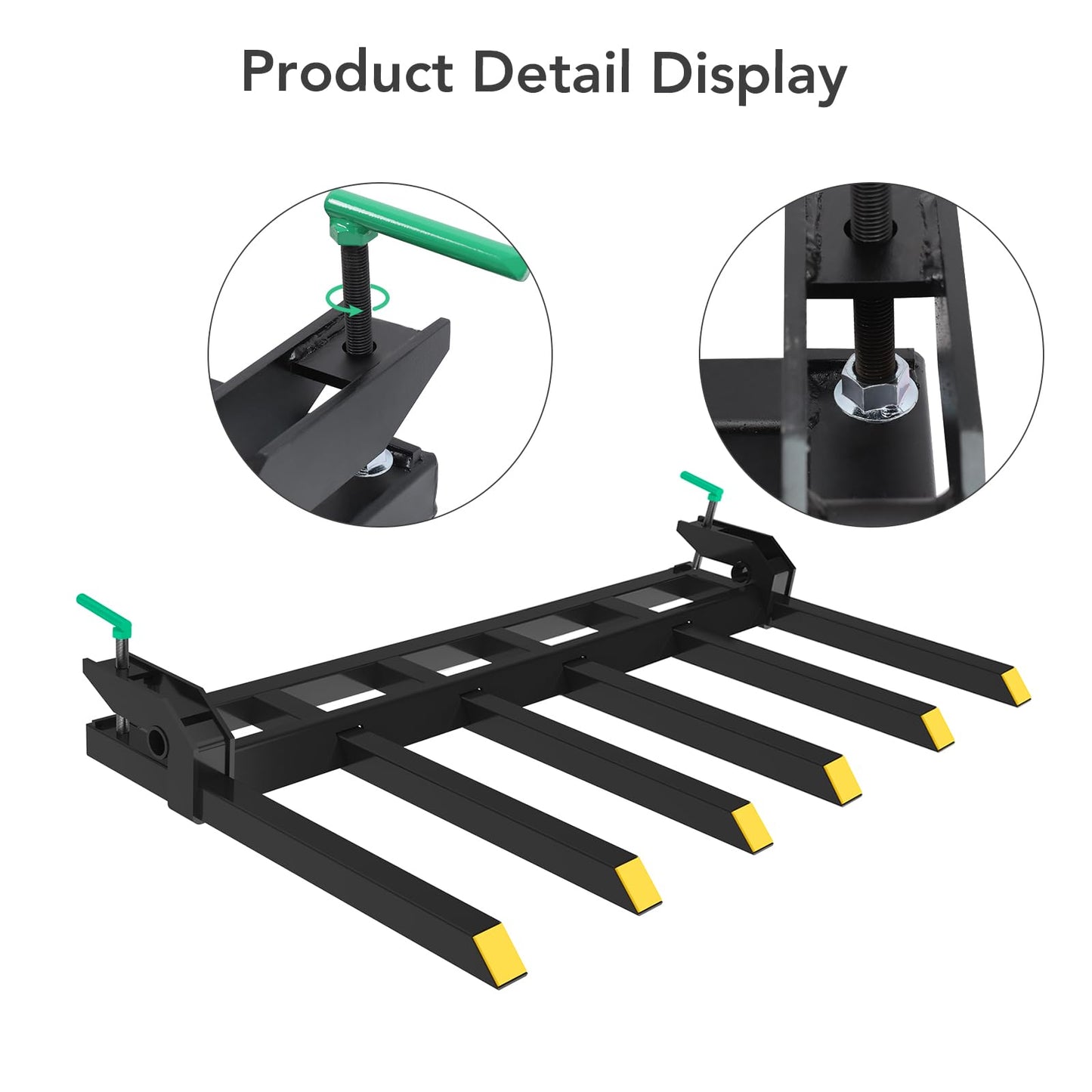 Clamp on Debris Forks to 60" Bucket, 4000 lbs Capacity Heavy Duty Clamp on Pallet Forks Bucket Forks Attachments Fit for Loader Bucket Skidsteer Tractor
