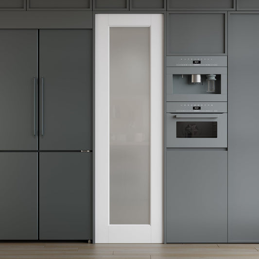 18 x 80 Interior Door Slab, Glass Door, Pantry Doors with Frosted Glass, Solid Core 1 Panel Prebuilt Panel, Paintable Bedroom Doors, Privacy Protected