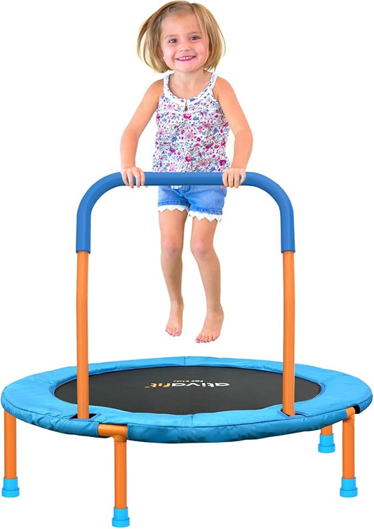 Ativafit 36inch Mini Toddler Trampoline for Kids Ages 2-6 Indoor Outdoor Folding Small Rebounder Trampoline with Foam Handle Safety Padded Cover Fun for Kids