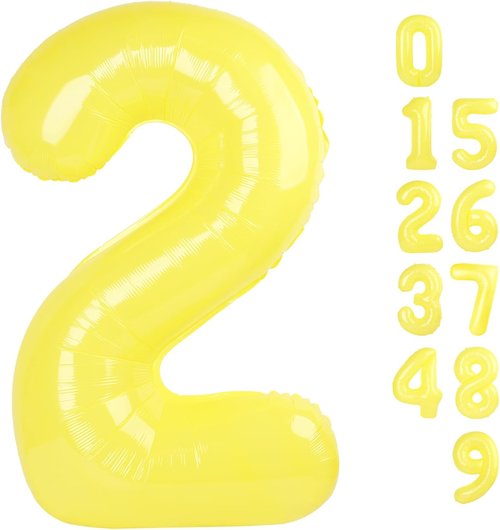 2 Numbers Balloon - 40 Inch Yellow Birthday Decor | Perfect for 2nd, 12th, 21st Parties & Celebrations