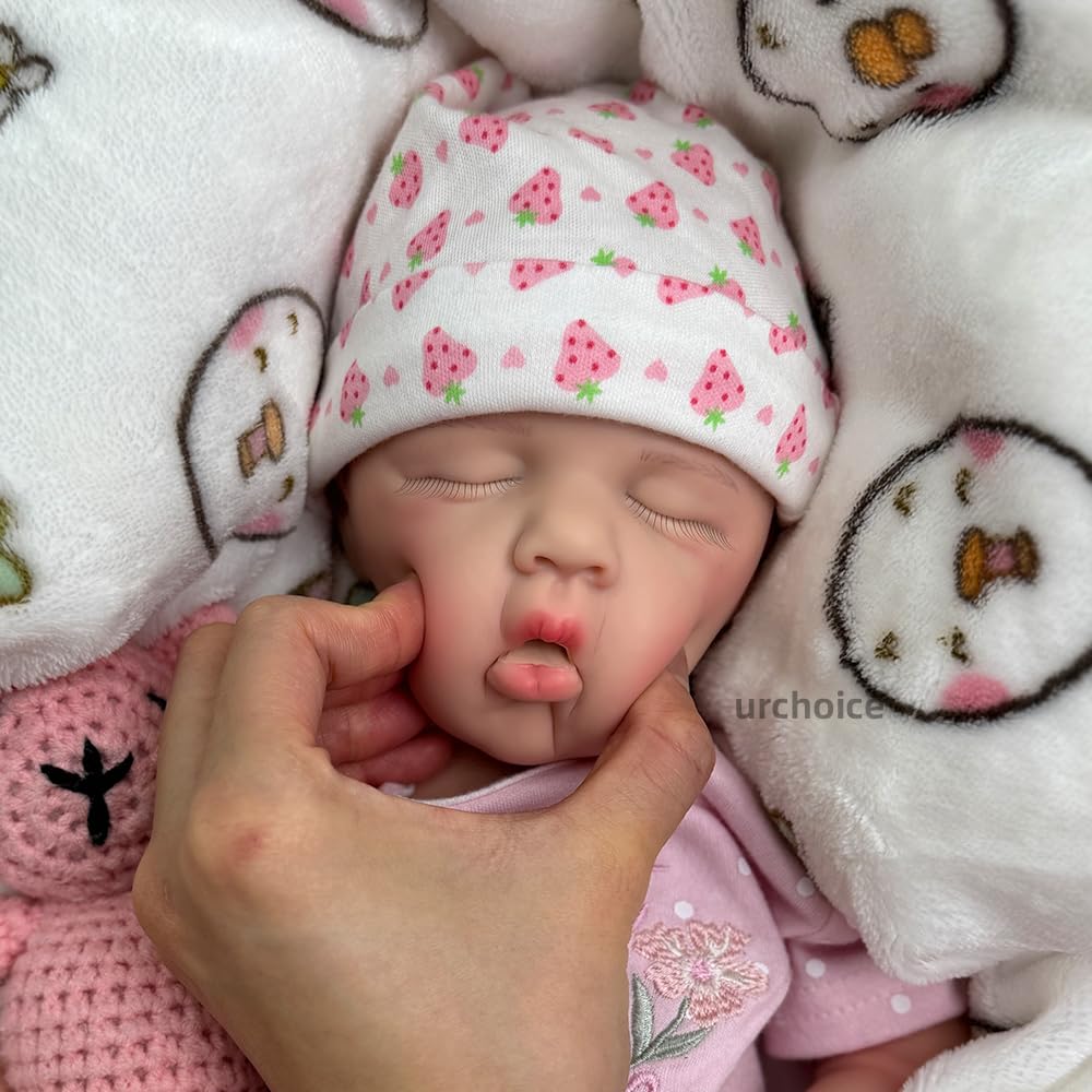 Oppaionaho Full Silicone Body Baby Doll with Mouth That Opens - 20 Inch Lifelike Reborn Baby Dolls Soft Sleeping Newborn Doll Anatomically Correct (Girl)