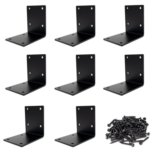 6" x 6" x 5" Heavy Duty Steel L Angle Corner Bracket, 90 Degree Support Bracket for Wood Beams Pergolas Shelves Furniture, Thickness 0.22", Max Load 300 lbs, 8 Pack