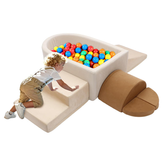 Asweets Foam Climbing Blocks with Ball Pit for Toddlers, 6-Piece Soft Play Set Toddler Climbing Toys Indoor, Climb Crawl Activity Playset (Balls not Included)