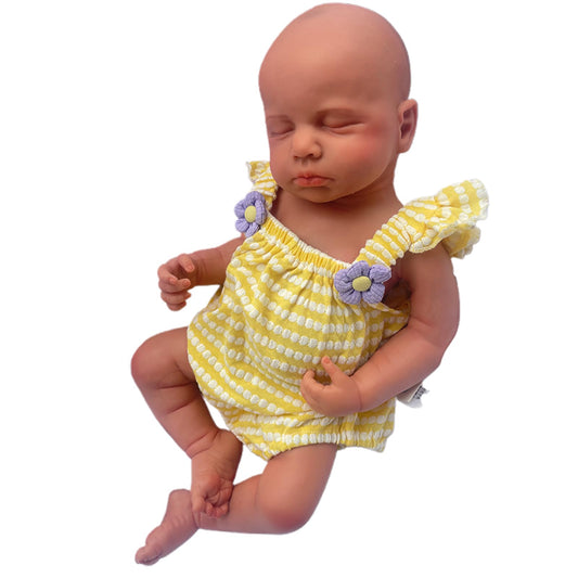 Oppaionaho 20 Inch Loulou Girl Full Body Silicone Reborn Baby Dolls Cute Newborn Baby Doll That Look Real Sleeping Babies (Tan)