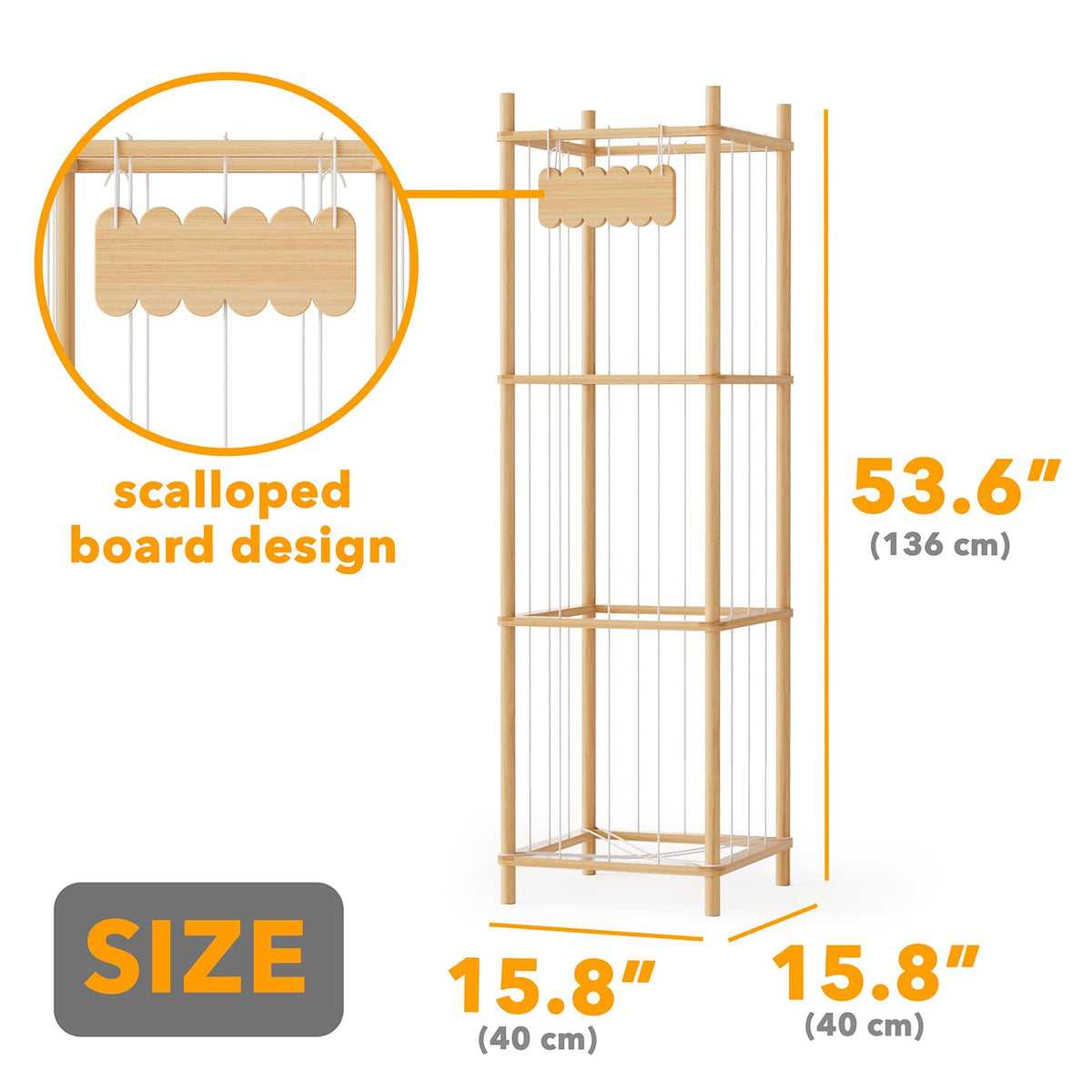 SpaceAid Stuffed Animal Storage Organizer, Wood Animals Zoo Toy Plushies Storage Holder, Large Capacity Plush Toy Cage for Playroom Organization, 15.8" Wide, Natural