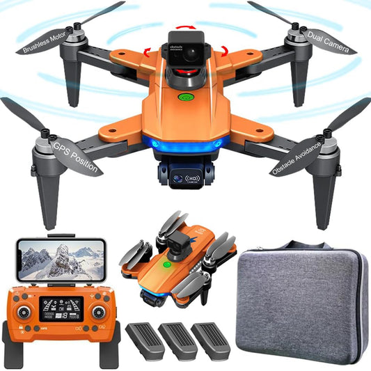 Lozenge 360° Obstacle Avoidance Brushless GPS Drone with Camera for Adults 4K Smart Follow Auto Return Long Battery Life Quadcopter 3 Battery HJ90 Big Size