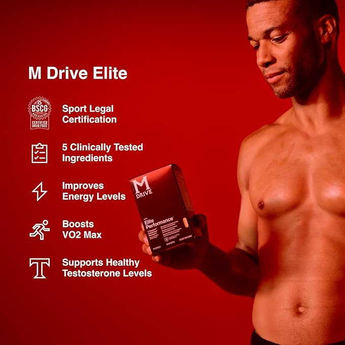 Mdrive Elite Testosterone Booster for Men - Supports Immune Health, Energy, VO2Max, Recovery, Stress Relief, Lean Muscle, KSM-66 Ashwagandha, DIM, Fenugreek, 90 Capsules