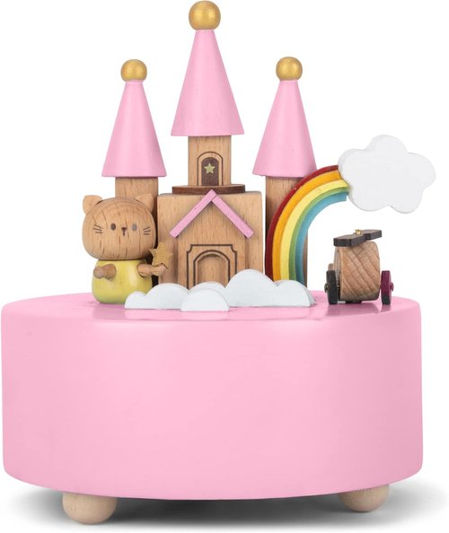 Cottage Garden Music Box - Rainbow Castle Design | Natural Wood, 5-Inch, Plays Brahm's Lullaby