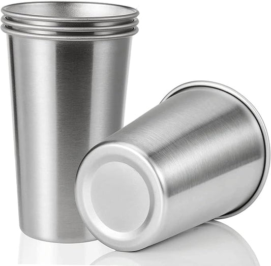 4 Pack 24oz Stainless Steel Pint Cup,Healthy Unbreakable and Stackable,Metal Drinking Glasses