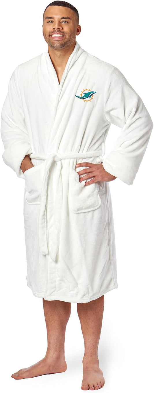NFL Adult Unisex Silk Touch Bathrobe, Officially Licensed Loungewear, Soft Plush Polyester