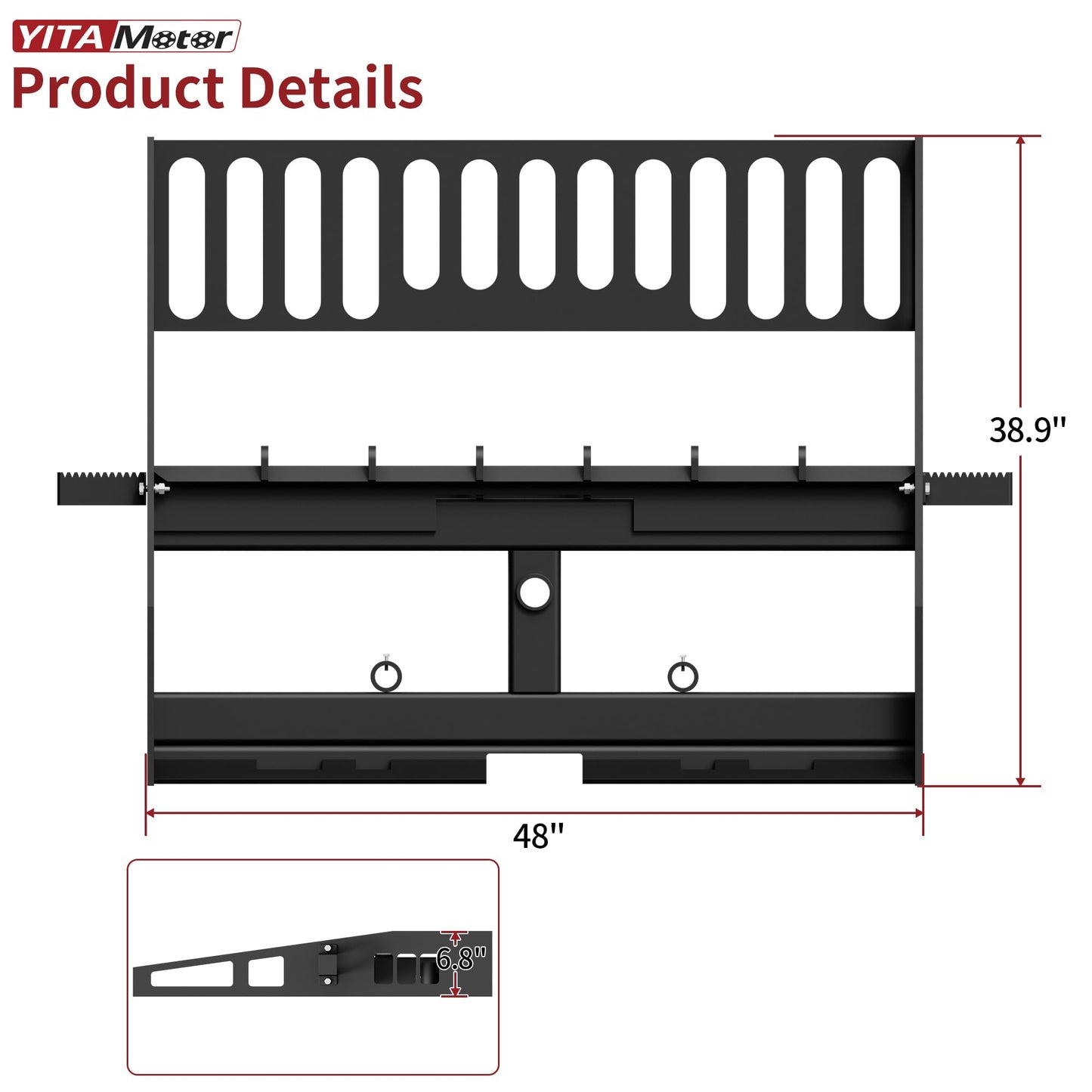 YITAMOTOR 45" Pallet Forks Frame Attachment with 48" Pallet Forks Forklift Blades, 4000 lbs Capacity with 3 Spear Sleeves for Kubota Bobcat Skid Steer Loaders Tractors