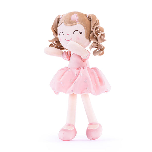 Gloveleya Baby Doll Baby Girl Gifts Plush Curly Kids Girl Toys with Love Toys for Ages 2-4 Toddler Toy Pink