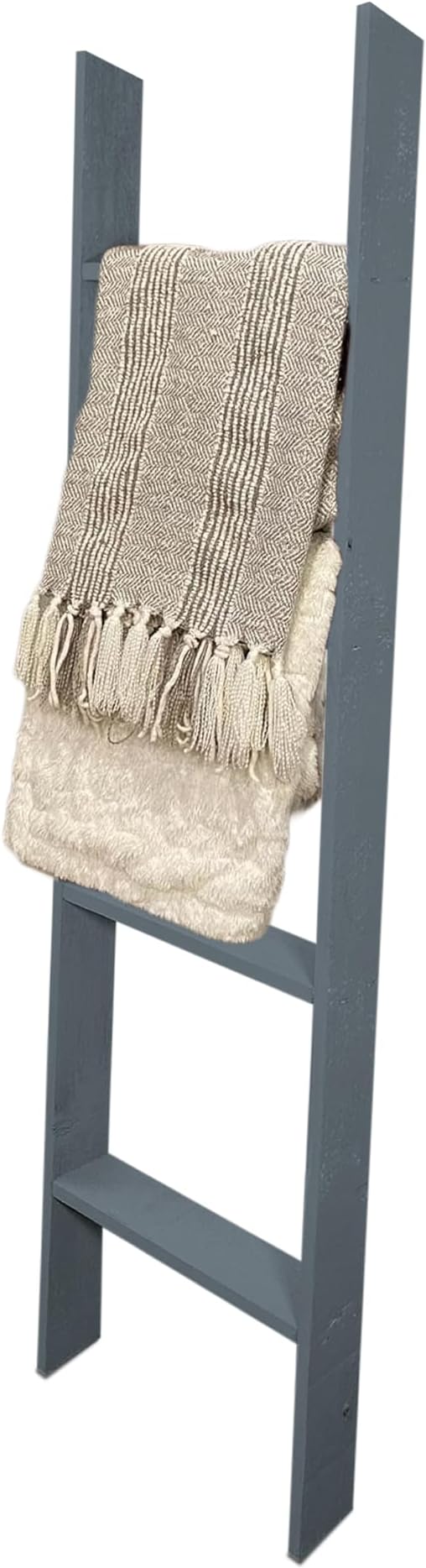 BARNWOODUSA Throw Blanket Ladder – Fully Assembled Reclaimed Wood – Rustic Decorative Ladder for Towels, Quilts, & More – Perfect Decor for Bathroom, Porch, or Living Room,4-foot Slate Blue