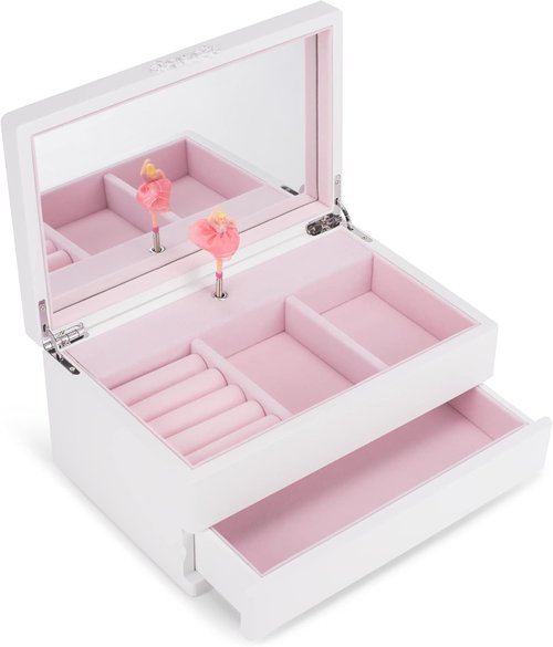 Cottage Garden Musical Jewelry Box - Ballerina White with Silver Tone | 10-Inch Plays Dance of The Sugar Plum Fairy