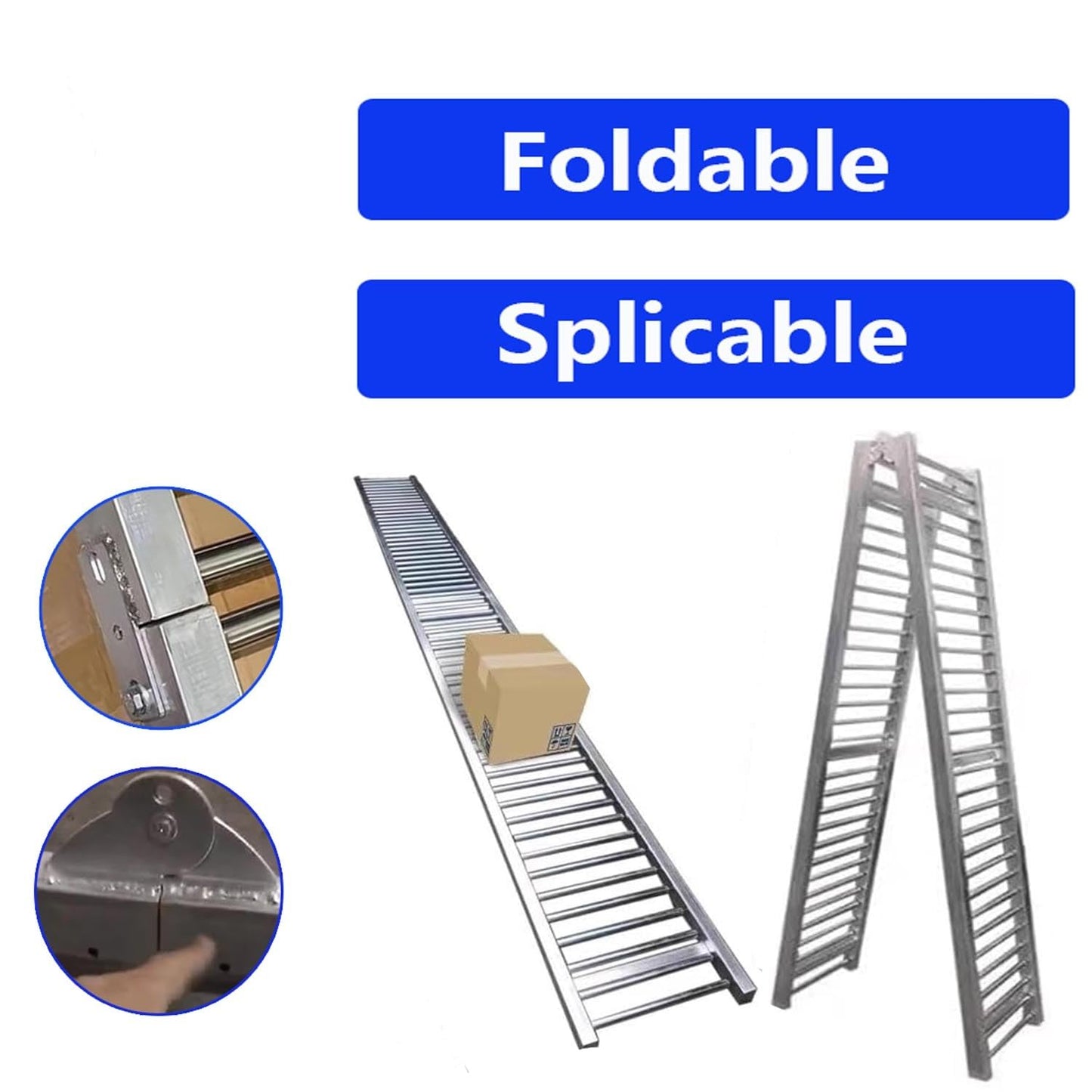 Heavy-Duty Portable Roller Conveyor Table, 30/40/50/60cm Wide, 330lbs Stainless Steel Frame, Foldable Flow Rail Rollers for Warehouse Freight Handling & Assembly Line (W 30cm, 2m/6.5ft)
