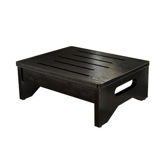 Wooden Step Stool for Adults & Kids, Non-Slip Rubber Feet, 6.5 Inch High, Lightweight Small Step, 400 Lbs Capacity, Bed Step Stool for High Bed, Bathroom & Kitchen (Black)