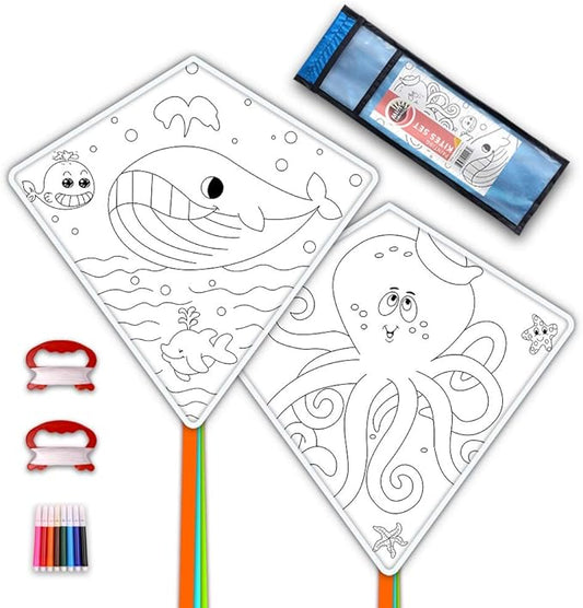 DIY Kites for Kids Kite Making Kit Bulk, Decorating Coloring Kite Party Pack,White Diamond Kite Kits