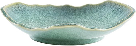 Large Ceramic Decorative Bowl, 12" Green Reactive Glaze Centerpiece Bowl, Modern Coffee Table Decor, Entryway Catchall Key Bowl, Decorative Fruit Bowl for Dining Table Living Room (12'')