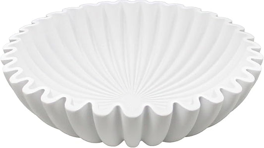 YMXYJM Large Decorative Bowl, Modern Handicraft Bowls for Home Decor, Decorative Fruit Bowl for Kitchen Counter, Ruffle Bowl Decor, Stylish Key Bowl for Entry Table, White