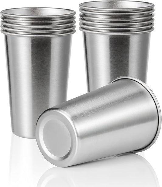12 Pack 16oz Stainless Steel Pint Cup,Healthy Unbreakable and Stackable,Metal Drinking Glasses，Beer Glasses