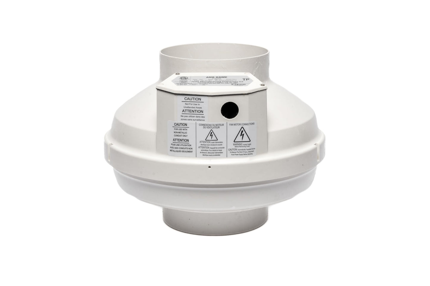 Festa AMG Hawk Radon Fan - Quiet and Energy Efficient 322 CFM Radon Mitigation System Inline Fan - 6" Electric Waterproof Inline Duct - Made with Sturdy Glass Reinforced Poly-Resin – White
