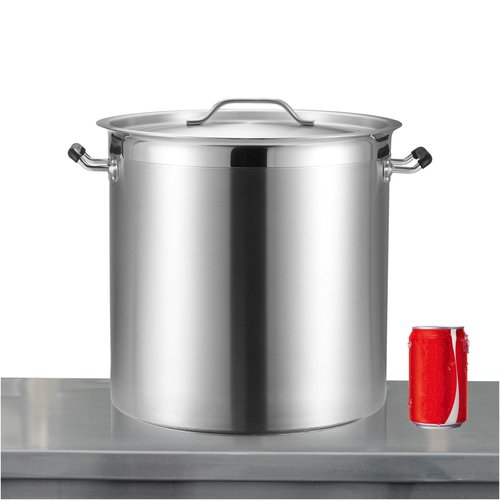 CURTA 20 Quart Large Stock Pot with Lid, NSF Listed, 3-Ply 18/8 Stainless Steel Cooking Pot, Commercial Cookware for Soup, Stew & Sauce, Riveted Silicone Handle