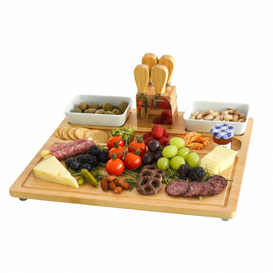 Picnic at Ascot Sherborne Bamboo Cheese Board Set with 4 Tools - Designed & Quality Assured in The USA