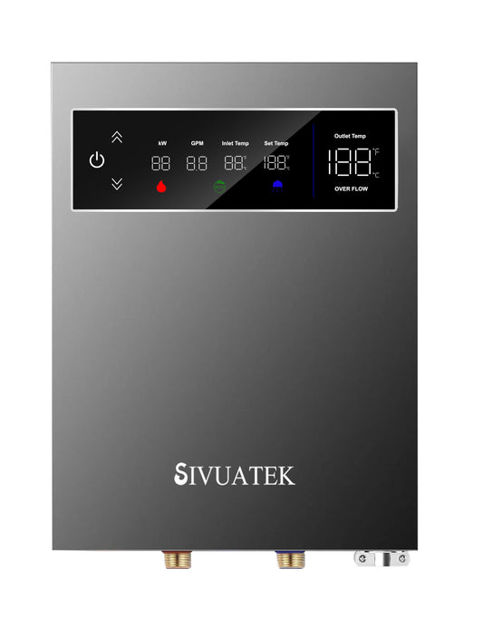 18kW Tankless Water Heater Electric 240V SIVUATEK, Self-Modulating Power for Optimal Efficiency, On Demand Instant Hot Water for Whole House, LED Display, ETL Certified