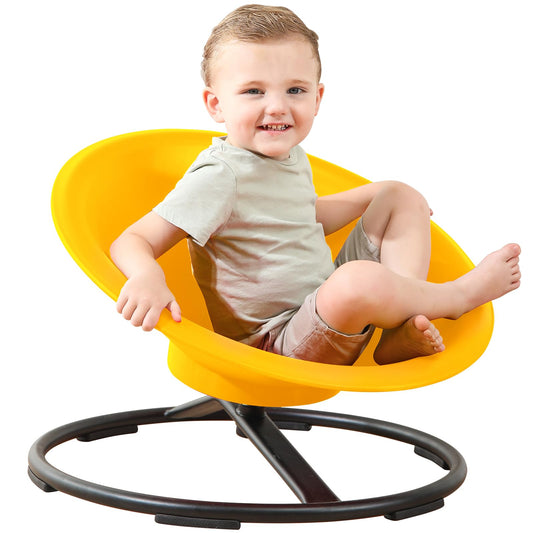 HAPPYMATY Spinning Chair for Autistic Kids, Sit and Spin Autism Toys for Age 3+, Sensory Swivel Chair Enhancing Motor Skills, Sensory Toys for Kids with Autism (Yellow)