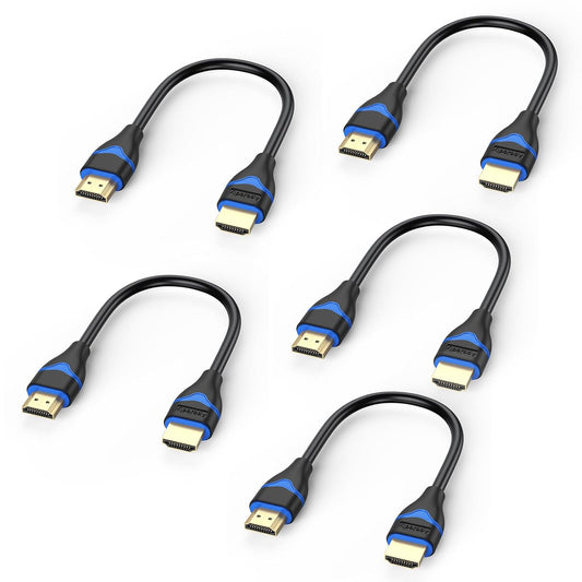 4K 6 inch 5-Pack, 0.5FT 2.0(4K@60Hz, 2K@144Hz, 1080P@120Hz, 18Gbps, 3D, 2.2, PS4/PS5, Short HDMI Cable HDMI Cord High