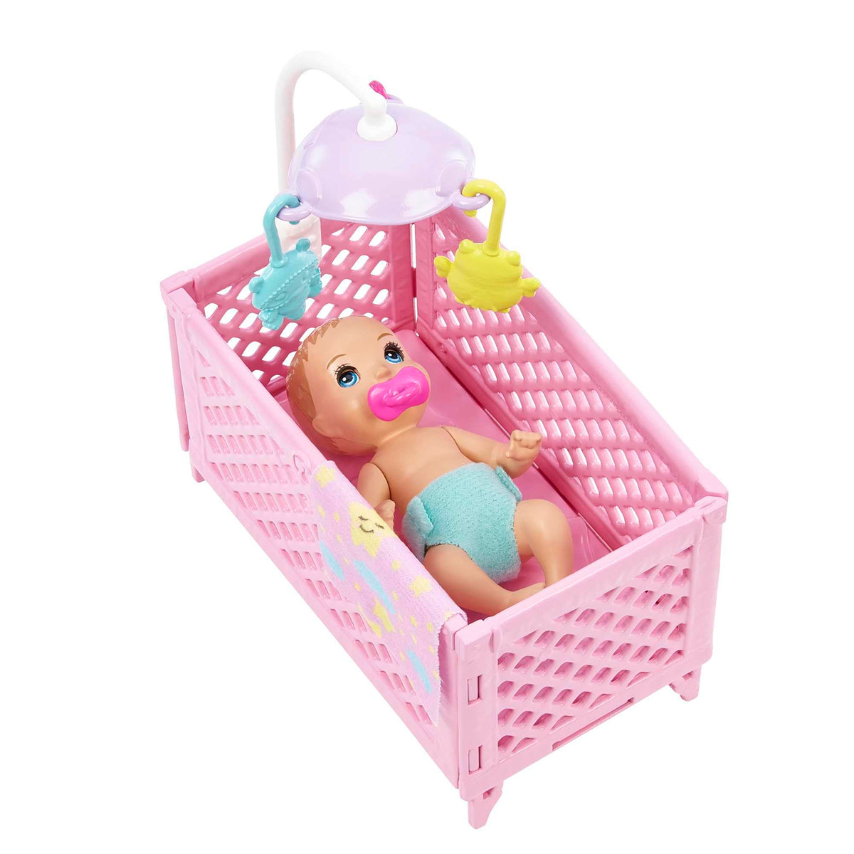 Barbie Skipper Babysitters Inc Crib Toy Playset with Skipper Doll, Baby Doll with Sleepy Eyes, Furniture & Accessories