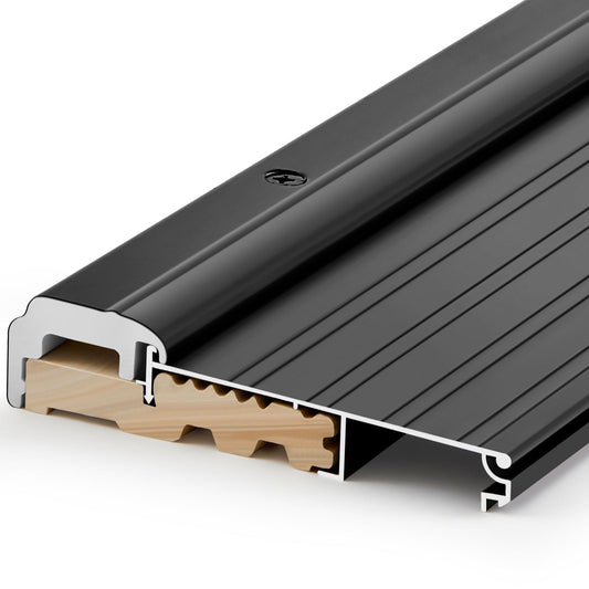 Blulu 36" Aluminum Exterior Door Threshold 5 5/8" Swing Threshold Black Heavy Duty Aluminum Door Sill Pan for Weatherproof & Easy Install for Residential/Commercial Use (1 Pcs)