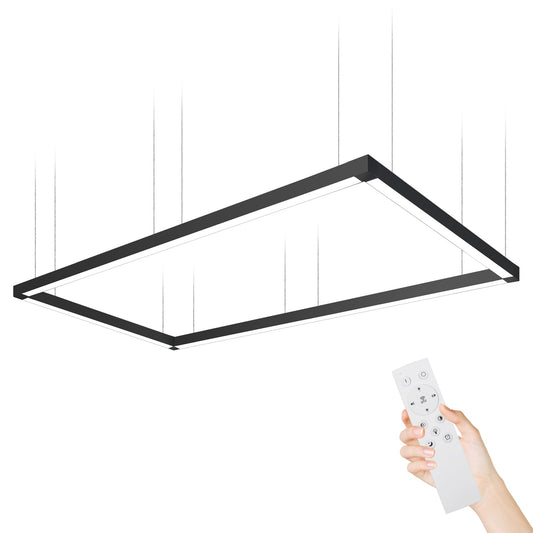be studied 8FT x 4FT LED connectable Linear Lights， Rectangular Set ， 260W Dimming, 3000K to 6000K Color Changing, Commercial Hanging LED Shop Light Fixtures for Office Work Shop Garages